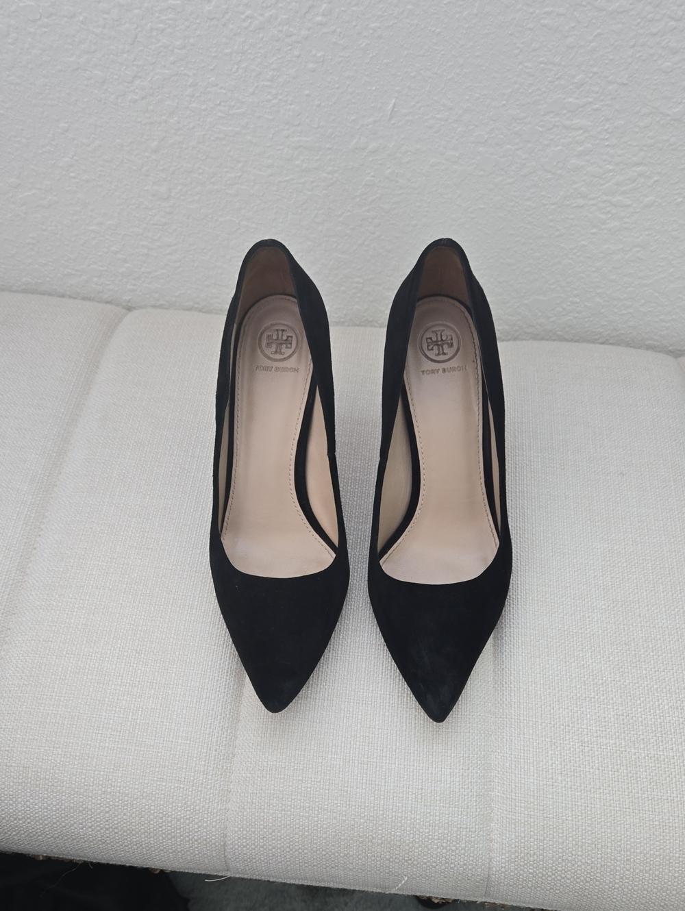 Tory Burch Black Suede Pointed Pumps